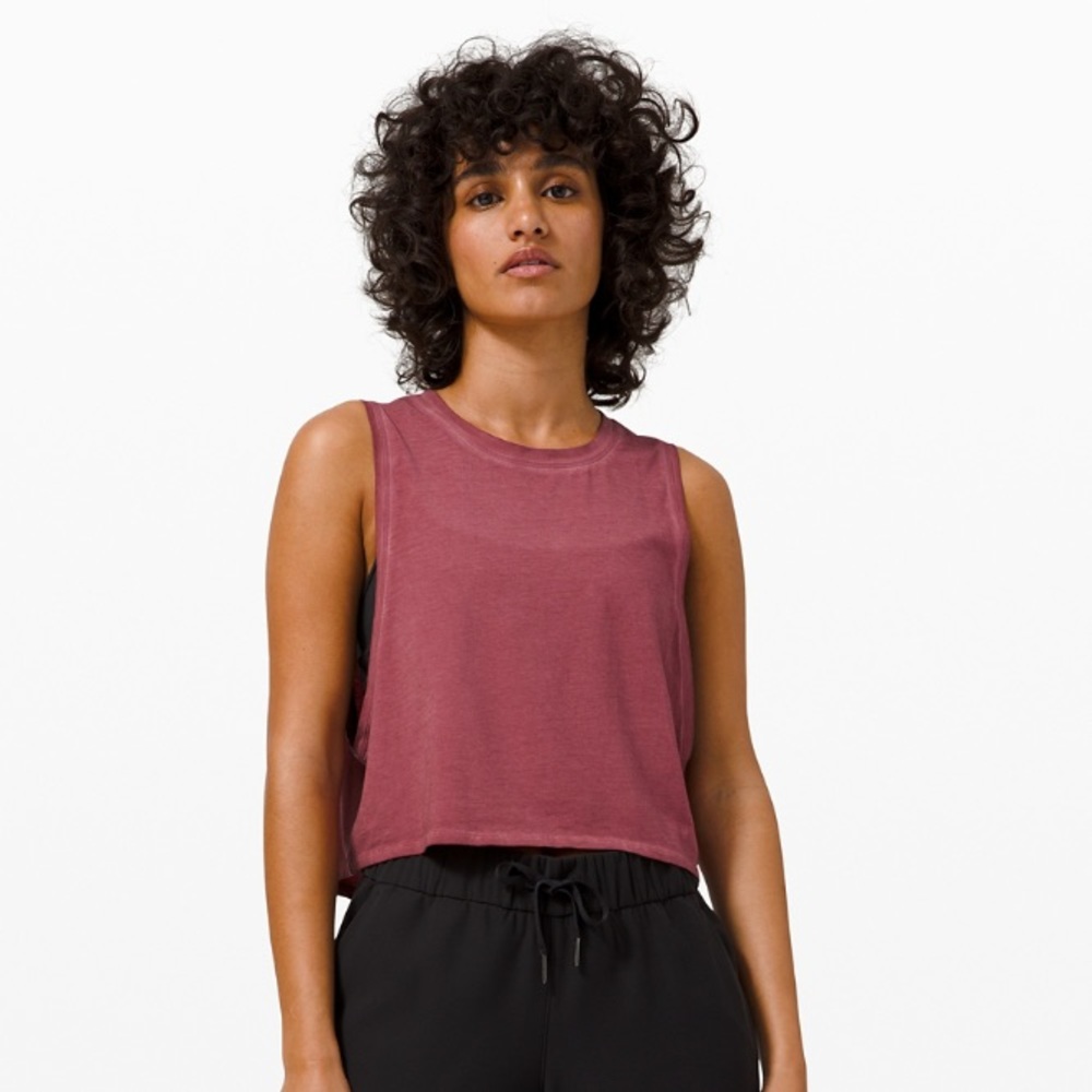 Lululemon Cut Back Crop Tank Top Washed Chianti 10